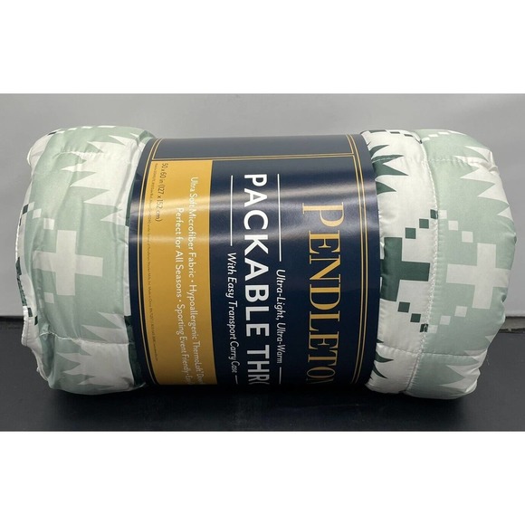 Pendleton Spider Rock Packable Throw Ultra Light Warm Navy Sage NEW Fast Ship - Picture 9 of 9
